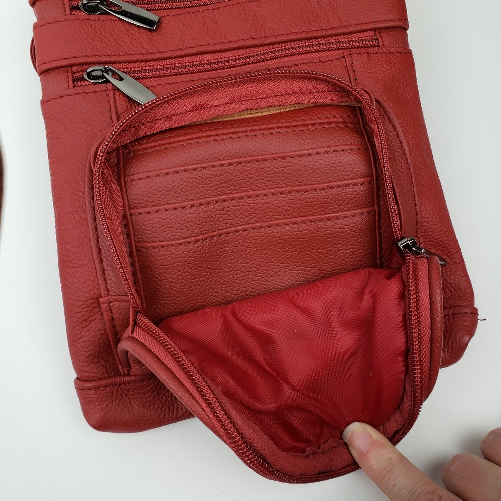 Red Leather Crossbody Bag - Picture 5 of 6